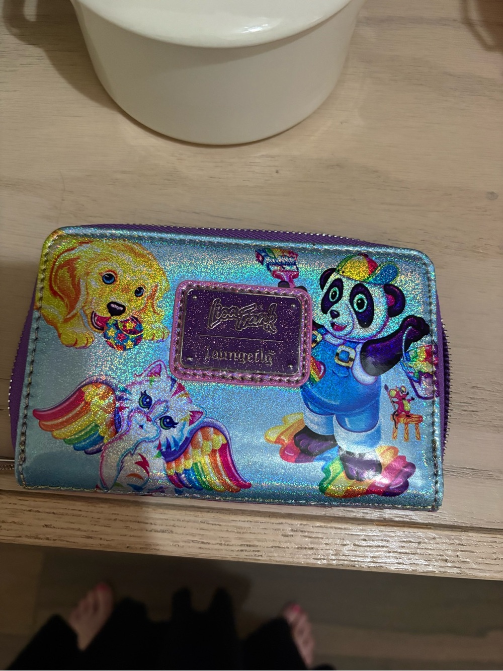 Loungefly Kids Holographic Rainbow Panda & Pets Wallet - Blue and Purple